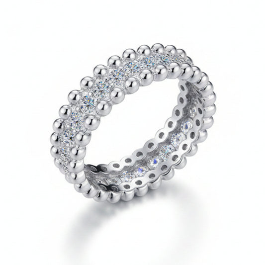 Constellation Inspired Eternity Ring 1.2 Carat Moissanite Diamond set in Platinum Plated 925 Silver (GRA)