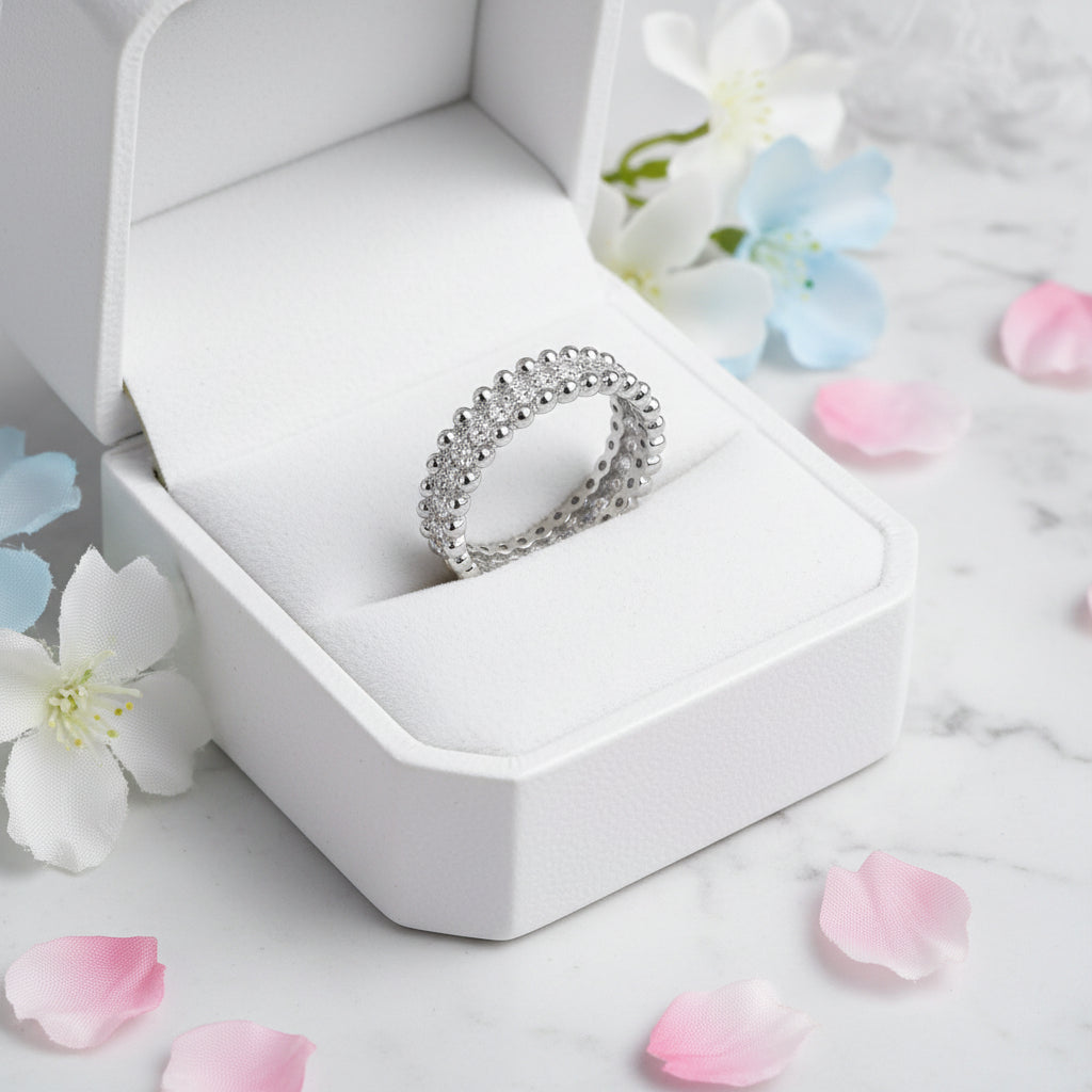 Constellation Inspired 1.2 Carat Moissanite Diamond Ring set in Platinum Plated 925 Silver (GRA)