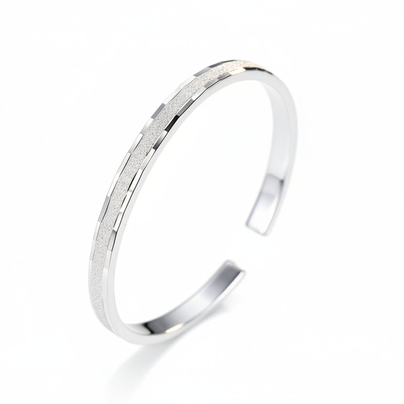 Modern Minimalist Quadrilateral Bangle Bracelet set in 925 Sterling Silver