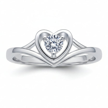 European Romantic Heart 0.3 Carat Moissanite Ring set in 18K White Gold Plated 925 Silver (GRA) Capella Jewellery