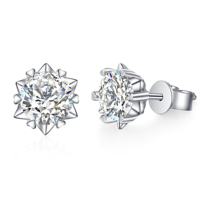 European Snowflake 2 Carat Moissanite Earrings set in 18K White Gold Plated 925 Silver (GRA) Capella Reya main