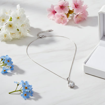 French Angels Teardrop 2 Carat Moissanite Necklace in 18K White Gold Plated 925 Silver (GRA) Capella Jewellery