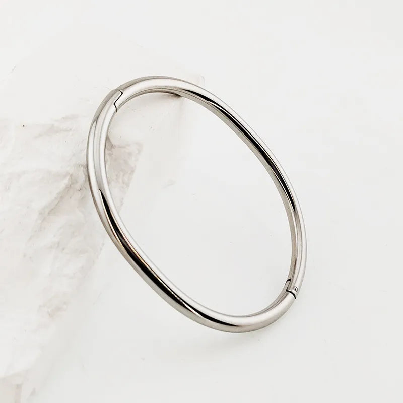 Classic French Chic Inspired Oval and Round Bangle Bracelet set in 18K Gold Plating Capella Jewellery
