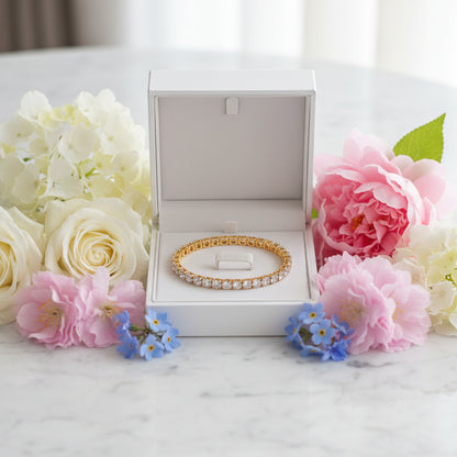 French Full Pavé (2mm) Natural Zircon Gemstone Tennis Bracelet set in 18K Gold Plating Capella Jewellery