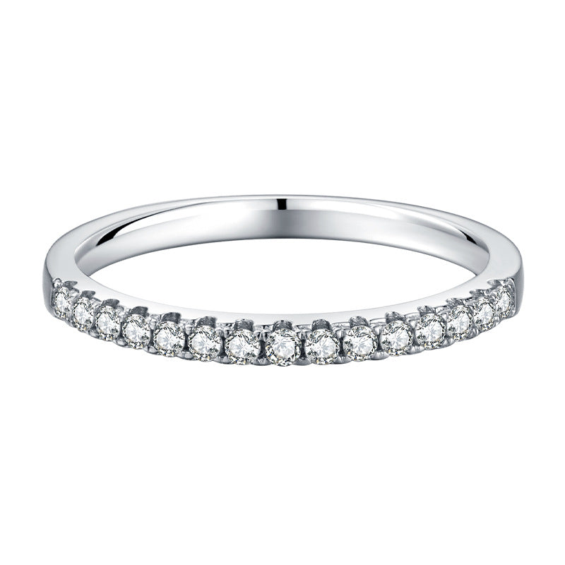 French 15 Row Eternity Ring 0.22 Carat Moissanite Diamond set in 18K White Gold Plated 925 Silver (GRA)