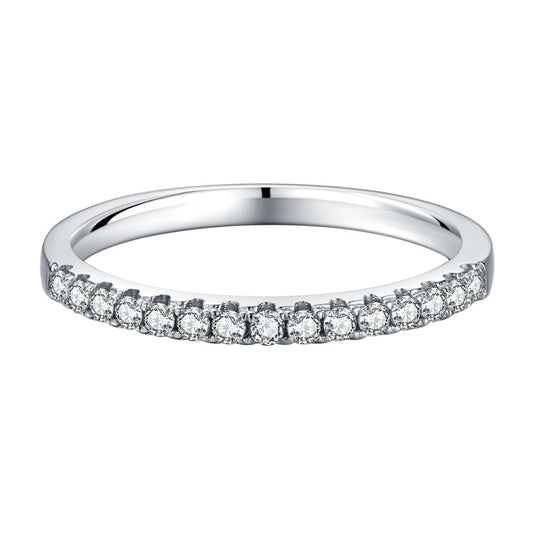 French 15 Row Eternity Ring 0.22 Carat Moissanite Diamond set in 18K White Gold Plated 925 Silver (GRA)