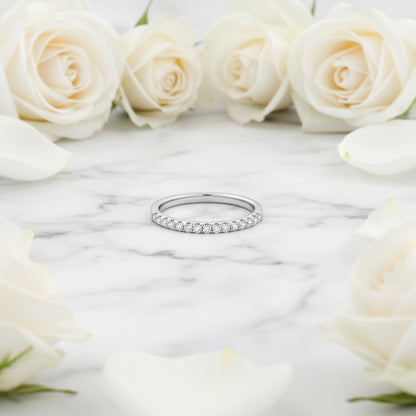 French 15 Row Eternity Ring 0.22 Carat Moissanite set in 18K White Gold Plated 925 Silver (GRA) Capella Jewellery
