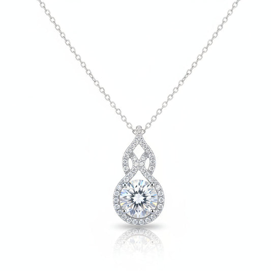 Italian Solitaire Pendent Design 1 Carat Moissanite Diamond set in Platinum plated 925 Silver (GRA)