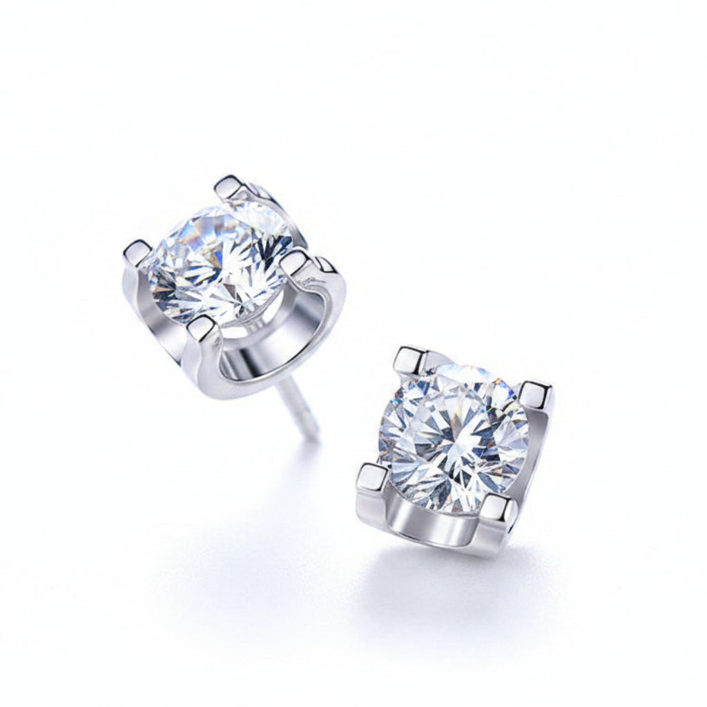 Italian Bull Head Design 2 Carat Moissanite Diamond Earrings set in Platinum Plated 925 Silver (GRA)