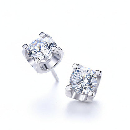 Italian Bull Head Design 2 Carat Moissanite Earrings set in Platinum Plated 925 Silver (GRA) Capella Reya main image