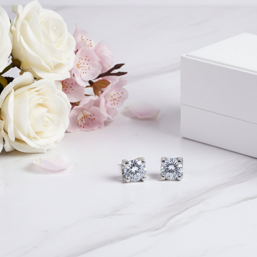 Italian Bull Head Design 2 Carat Moissanite Diamond Earrings set in Platinum Plated 925 Silver (GRA)