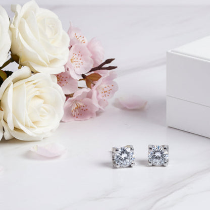 Italian Bull Head Design 2 Carat Moissanite Earrings set in Platinum Plated 925 Silver (GRA) Capella Reya  front image