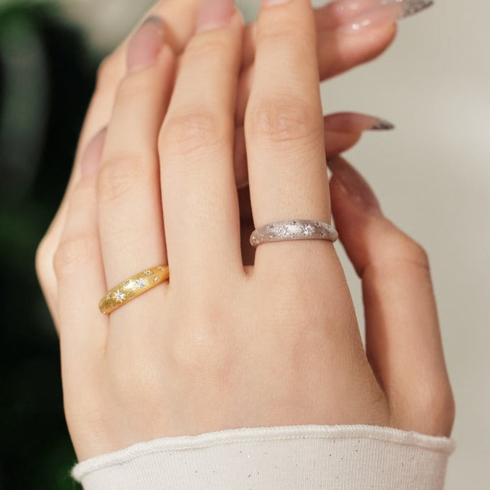 European Starlit Sky Micro Inlaid Natural Zircon Gemstone Ring set in 18K Gold Plated 925 Silver