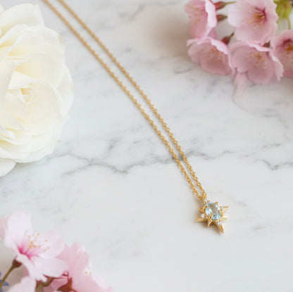 Japanese Natural Turquoise Topaz Gemstone Necklace set in 18K Gold Plated 925 Sterling Silver Capella Jewellery