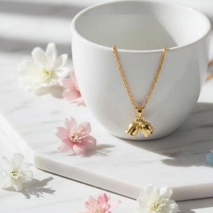 French Lily's Of The Valley Design Necklace set in 18K Gold Plated 925 Sterling Silver Capella Jewellery