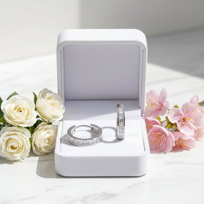 Modern Italian Inspired Hoop Natural Zircon Gemstone Earrings set in 18K Gold Plated 925 Sterling Silver Capella Jewellery