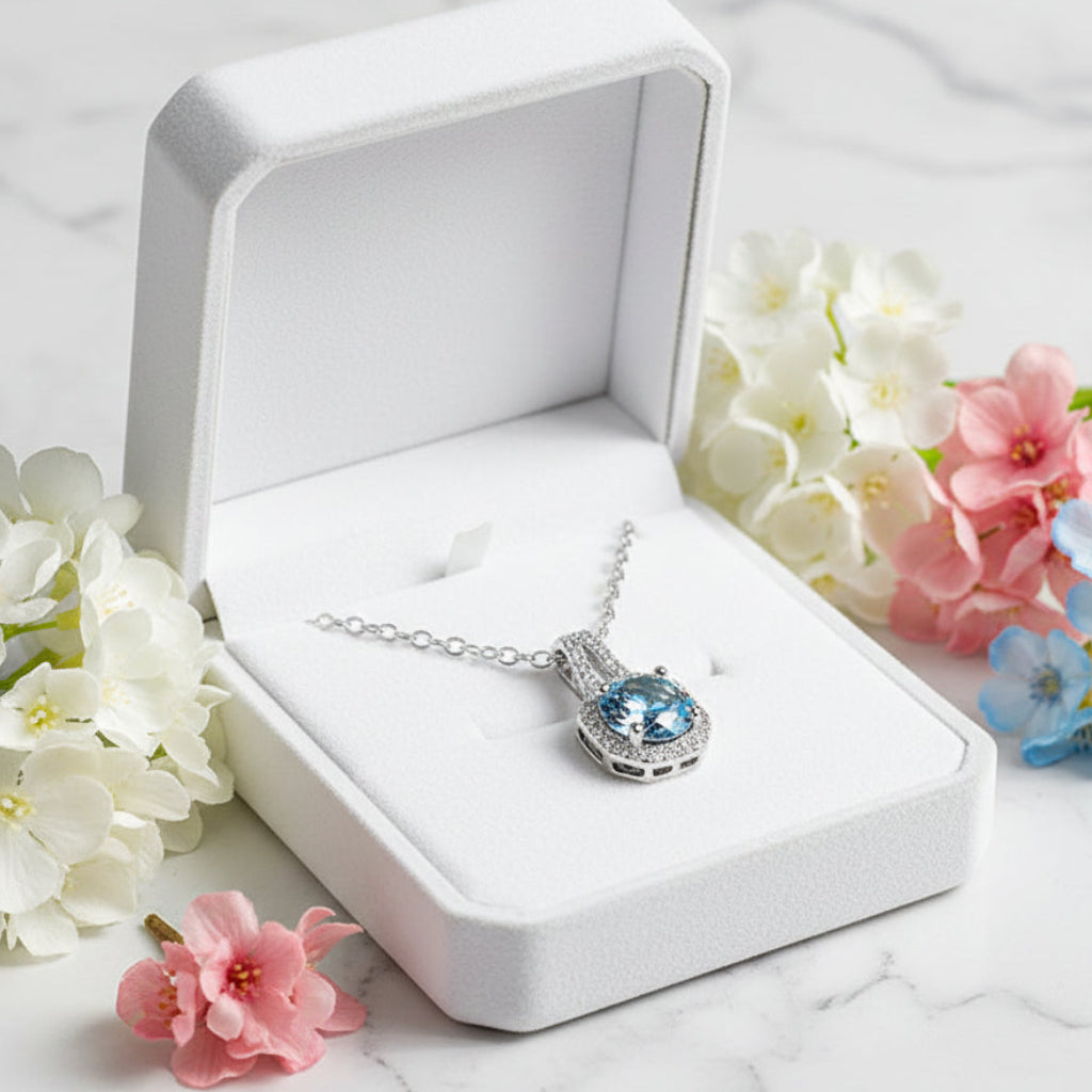 Korean Design Inlaiy 2 Carat Moissanite Diamond Pendant Necklace set in 925 Silver (GRA)
