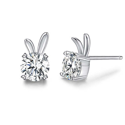 European Star Rabbit Design 2 Carat Moissanite Earrings set in Platinum Plated 925 Silver (GRA) Capella Reya side image