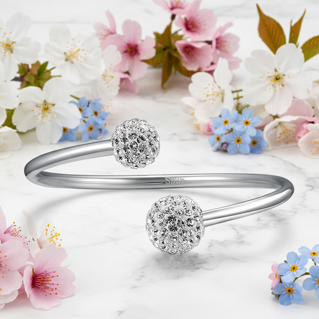 Korean Design Micro Inlaid Natural Zircon Gemstone Bracelet set in 925 sterling silver