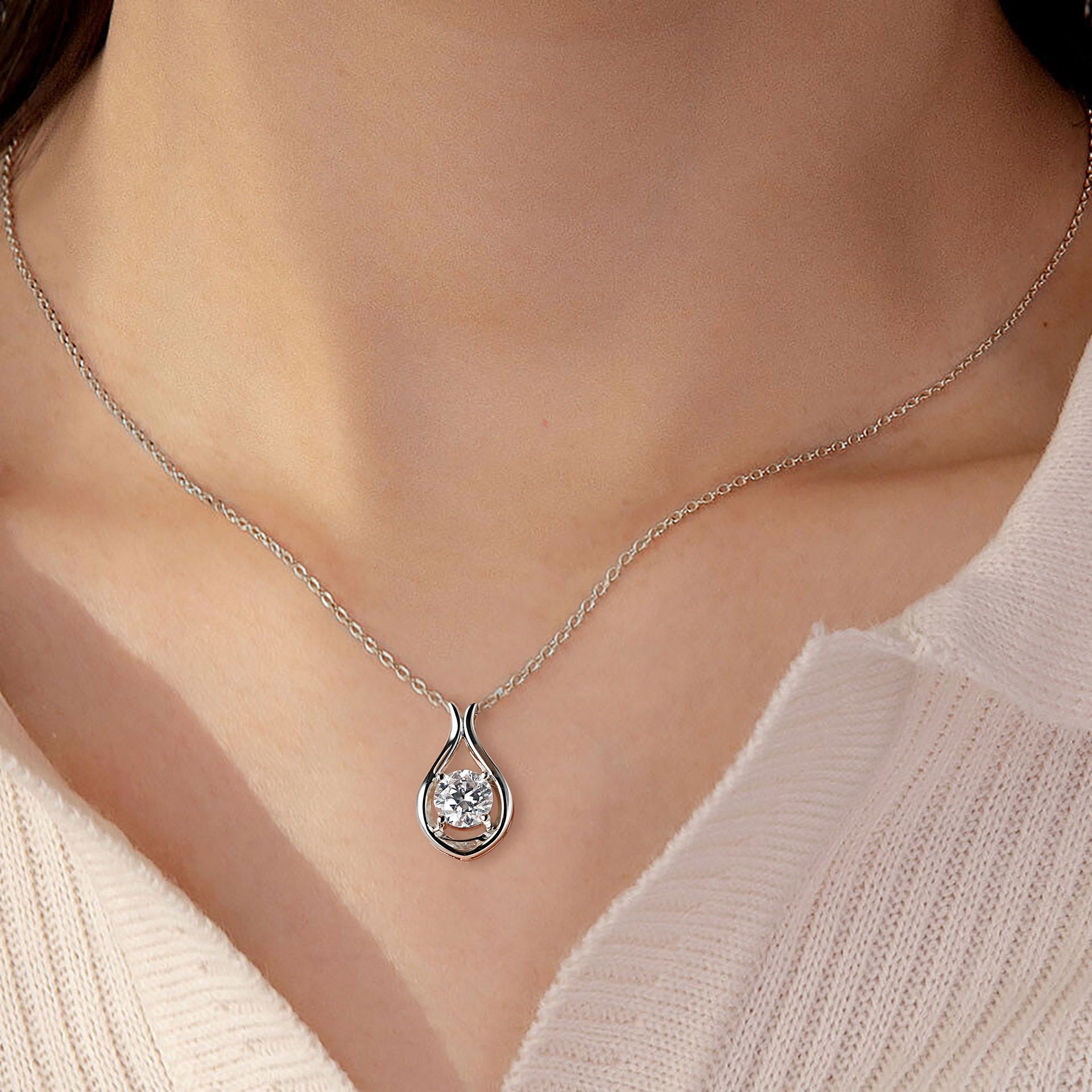 Italian Water Drop 2 Carat Moissanite Diamond Pendant set in 18K Gold Plated 925 Silver (GRA)