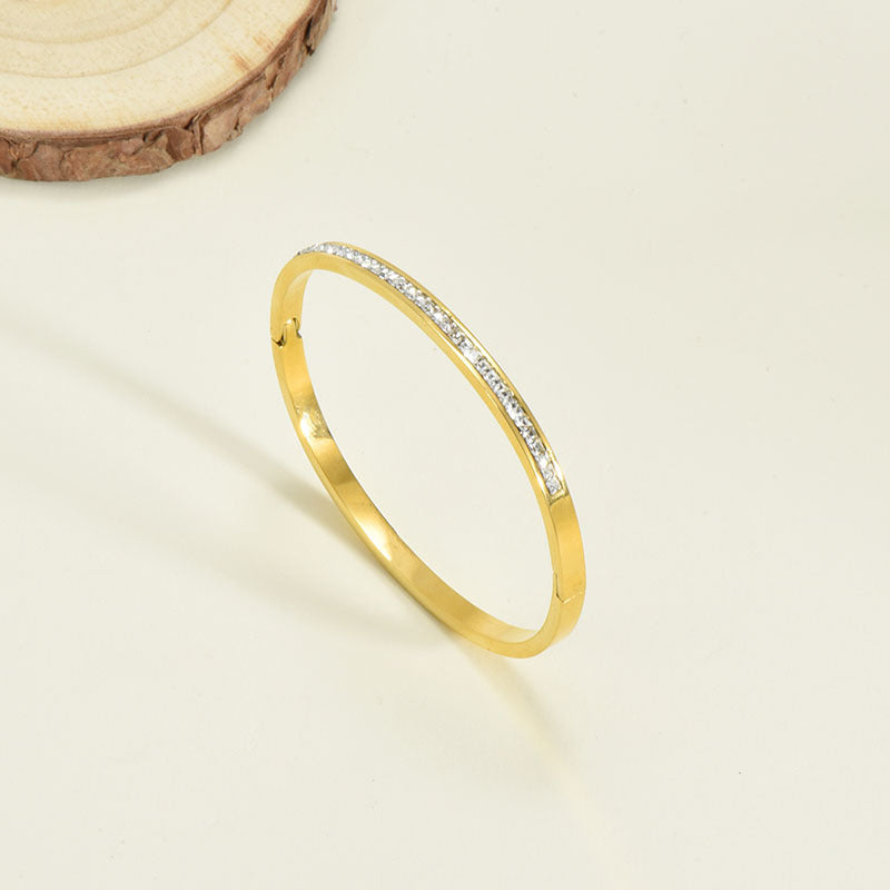 18K Gold Plated Bracelet with Diamond in Beautiful Geometric Korean Style