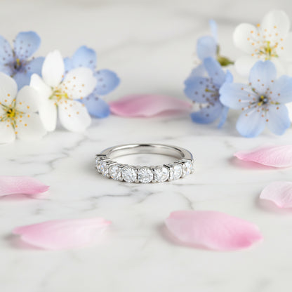 European Seven Stars 0.7 Carat Moissanite Ring in 18K White Gold Plated 925 Silver (GRA) Capella Jewellery