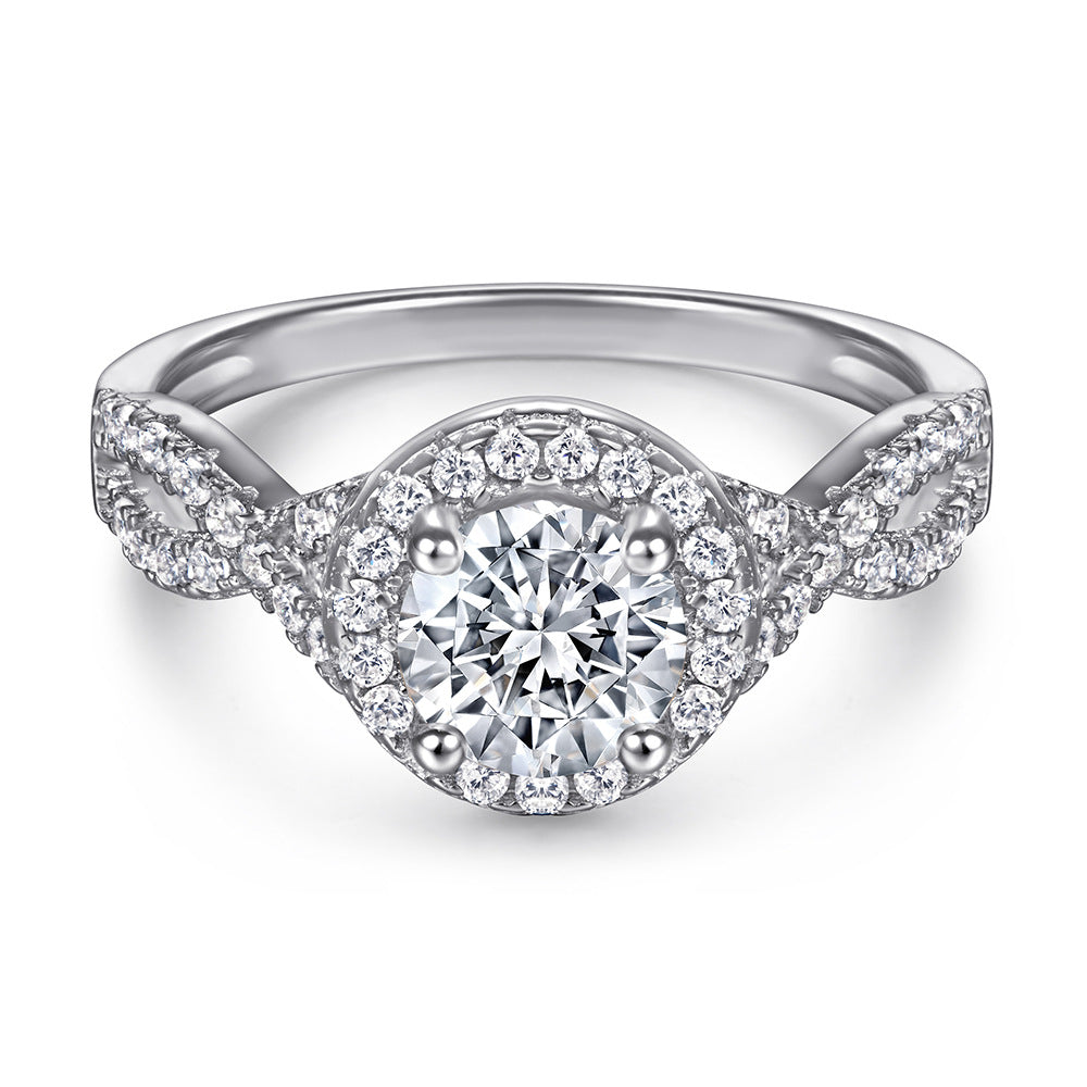 Romantic Italian Design 1 Carat Natural Zircon Gemstone Ring set in 18K White Gold Plated 925 Silver