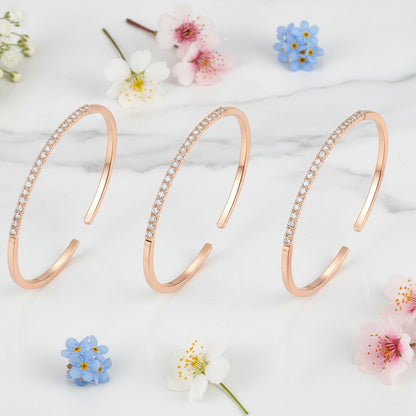 French Fairy-Tale Three Rings Micro Pave Natural Zircon Gemstone Bracelets set in 18K Gold Plating Capella Jewellery