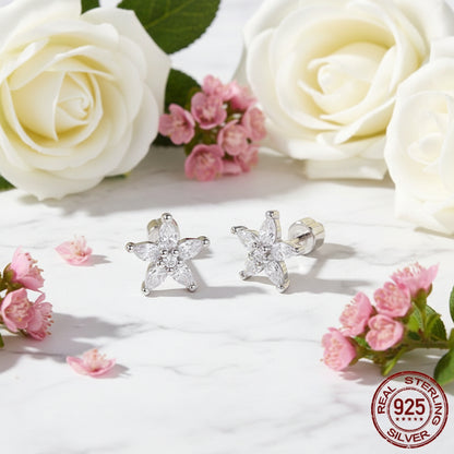 American Shining Stars Inspired Micro Inlay Natural Zircon Gemstone Earrings set in Platinum Plated 925 Silver Capella Jewellery