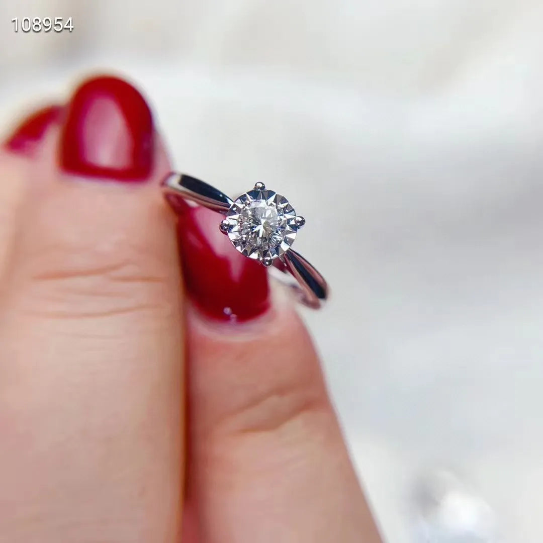 European Four-Claw Design 2 Carat Moissanite Diamond Ring set in 18K White Gold Plated 925 Silver (GRA)