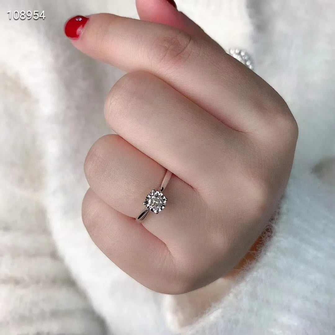 European Four-Claw Design 2 Carat Moissanite Diamond Ring set in 18K White Gold Plated 925 Silver (GRA)