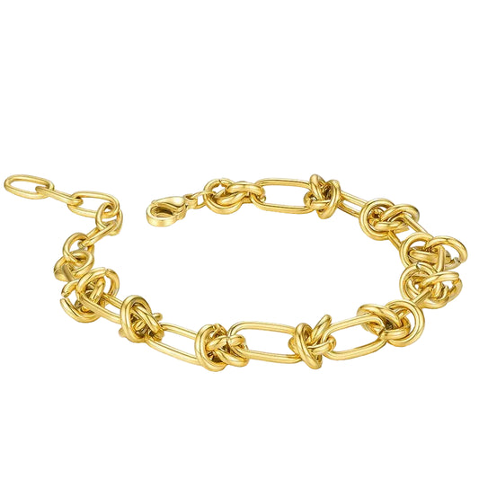 Modern European Inspired Rope Knot Chain Design Bracelet set in 18K White Gold Plating