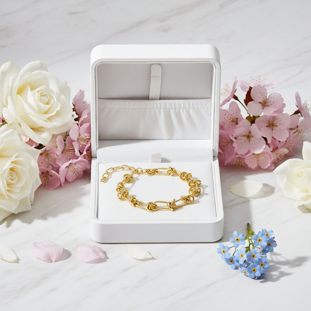 Modern Stylish Rope Knot Chain Bracelet set in 18K Gold Plating