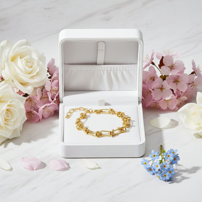 Modern European Inspired Rope Knot Chain Design Bracelet set in 18K White Gold Plating Capella Jewellery