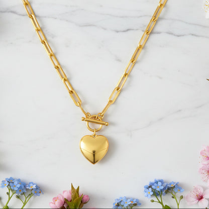European Elegant Love Pendent Design OT Buckle Closure Necklace set in 18K Gold Plating Capella Jewellery