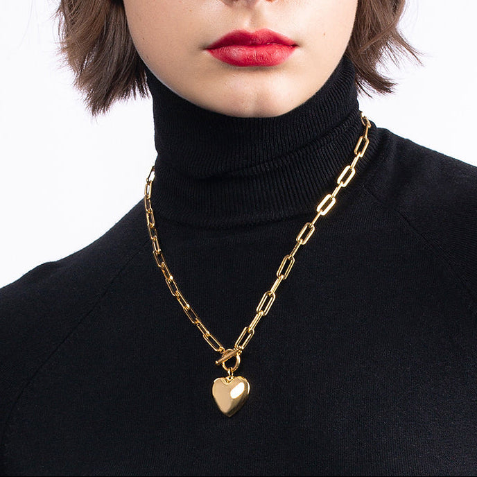 Classic European Design OT Buckle Closure Love Pendant set in 18K Gold Plating