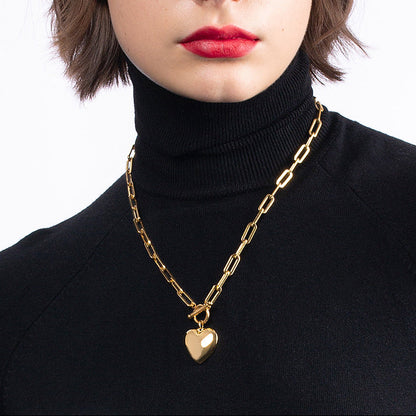 European Elegant Love Pendent Design OT Buckle Closure Necklace set in 18K Gold Plating Capella Jewellery