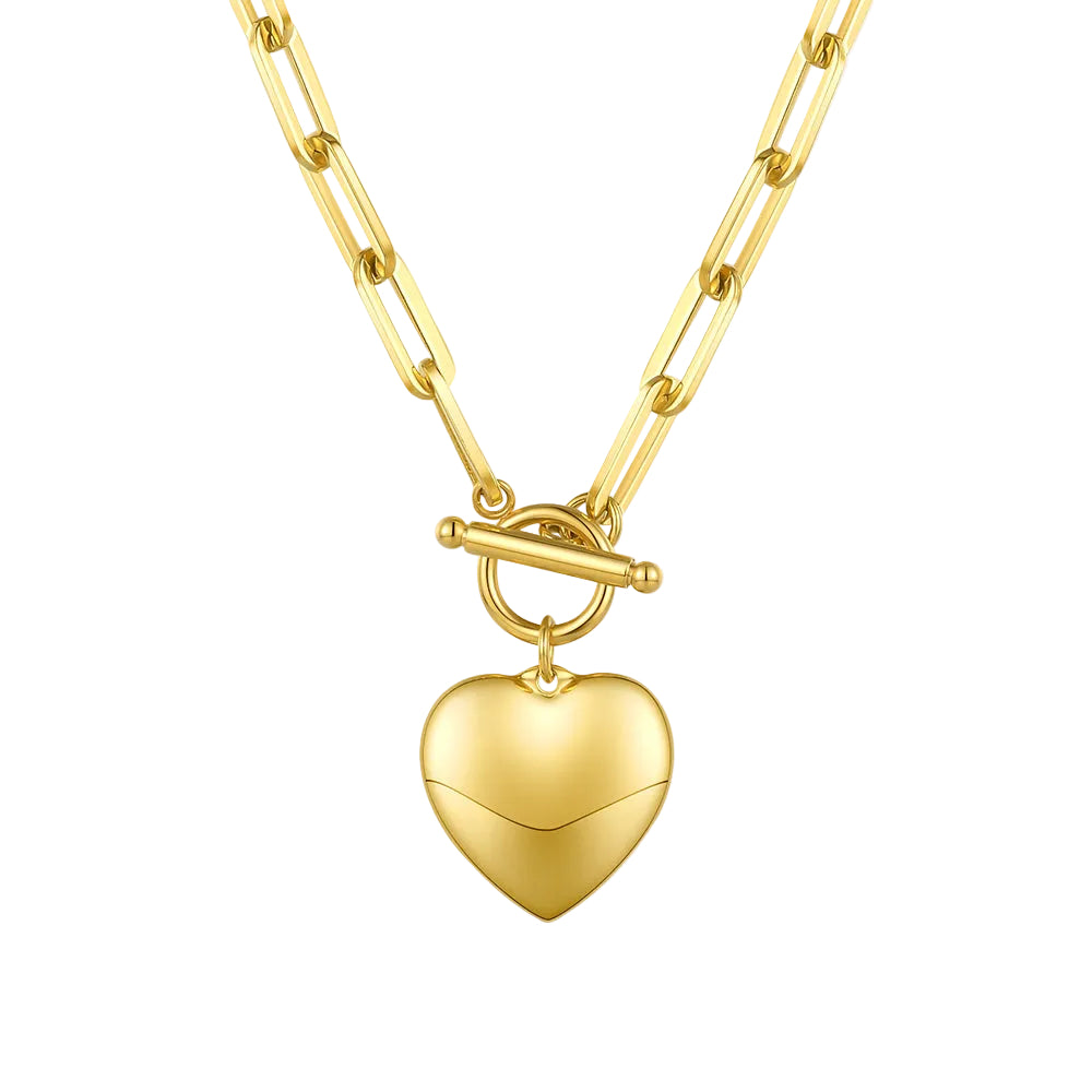 Classic European Design OT Buckle Closure Love Pendant set in 18K Gold Plating