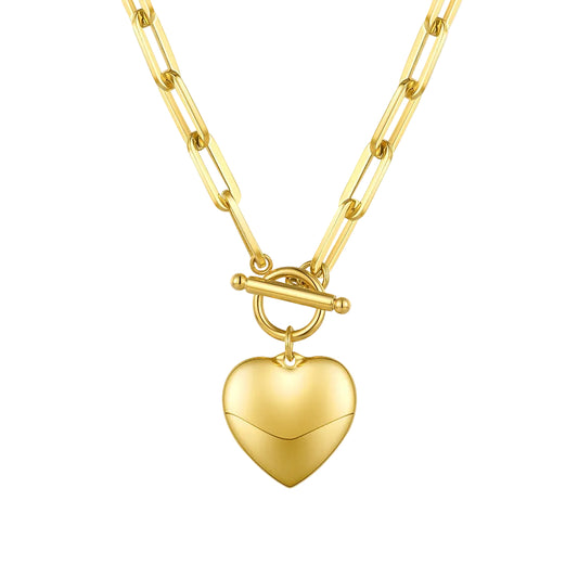European Elegant Love Pendent Design OT Buckle Closure Necklace set in 18K Gold Plating