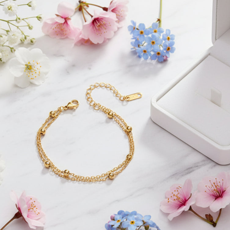 Japanese Inspired 'Cold Wind' Design Delicate Bracelet set in 18K Gold Plating