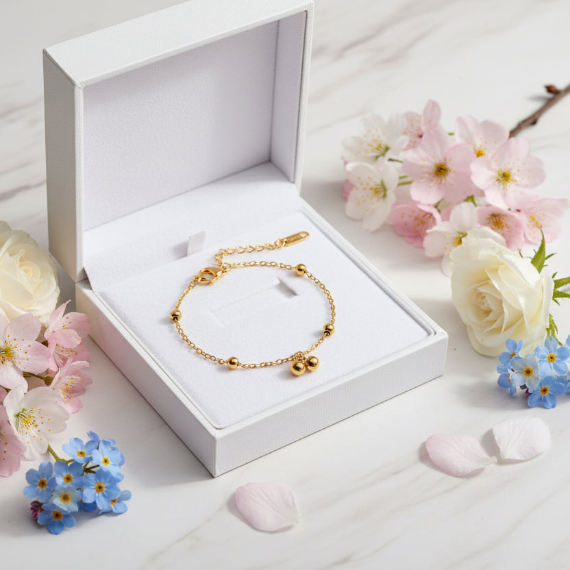 Japanese Inspired 'Cold Wind' Design Delicate Bracelet set in 18K Gold Plating