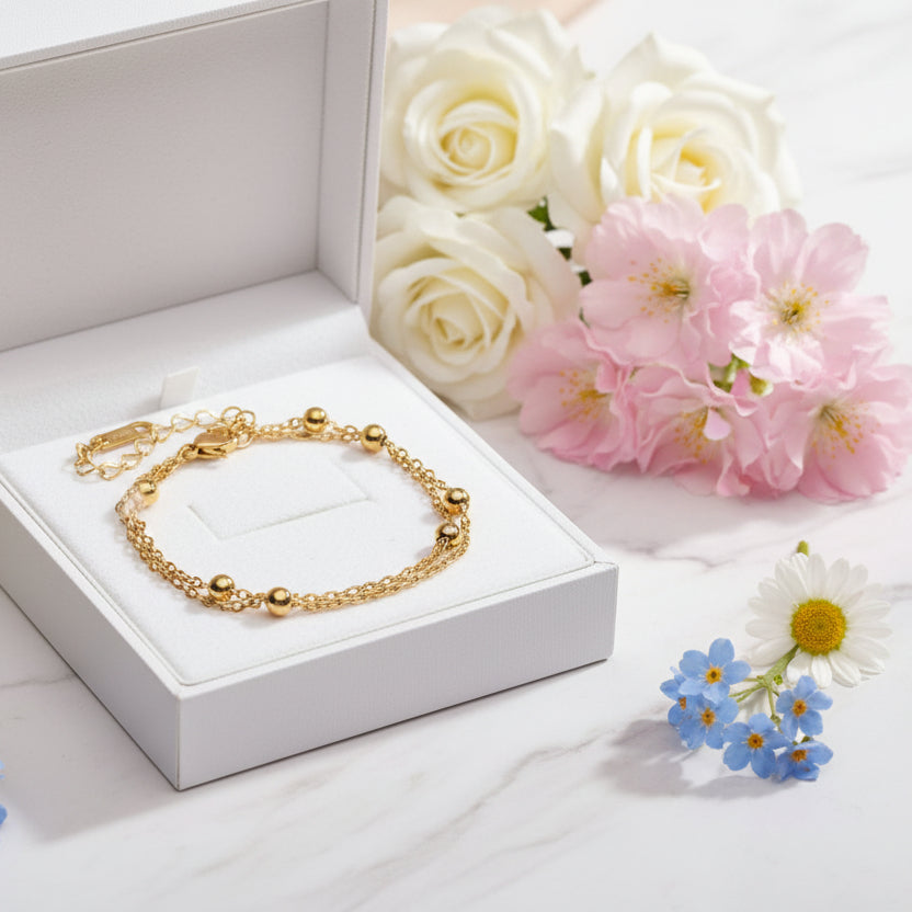 Japanese Inspired 'Cold Wind' Design Delicate Bracelet set in 18K Gold Plating
