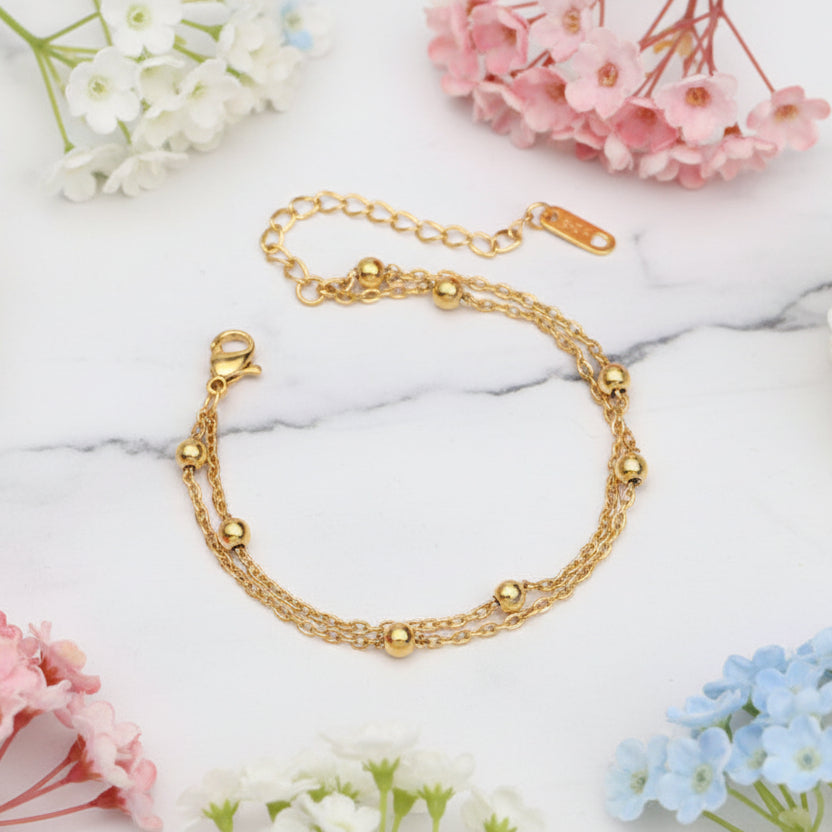 Japanese Inspired 'Cold Wind' Design Delicate Bracelet set in 18K Gold Plating