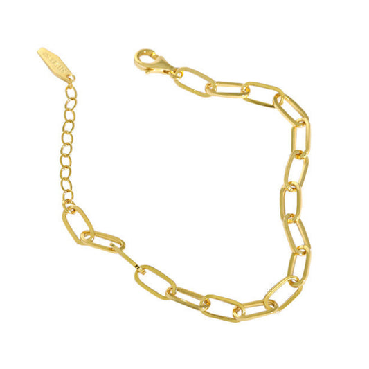 Italian Modern Minimalist Chain Design Bracelet set in 18K Gold Plated 925 Sterling Silver