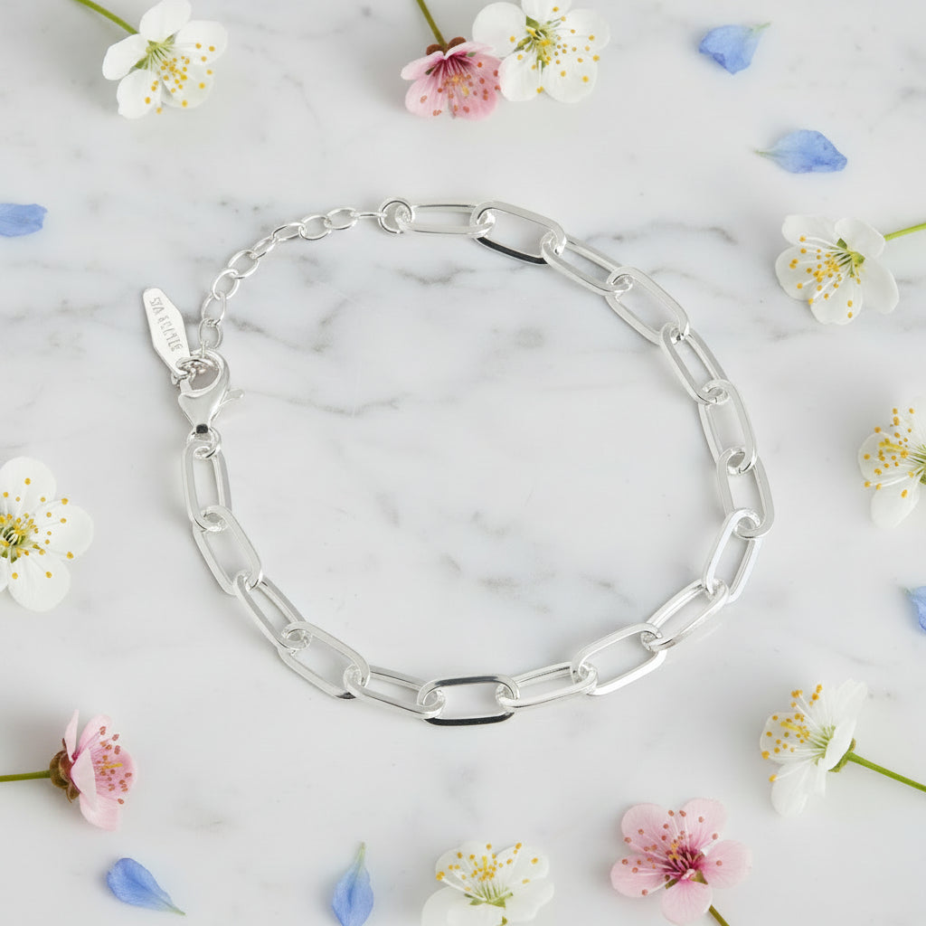 European Design Modern Chain Bracelet set in 18K Gold Plated 925 Sterling Silver