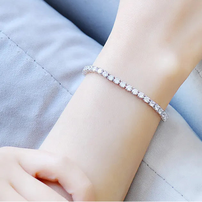 Italian Full Row 0.5 Carat Natural Zircon Gemstone Bracelet set in 18K White Gold 925 Silver Capella Jewellery