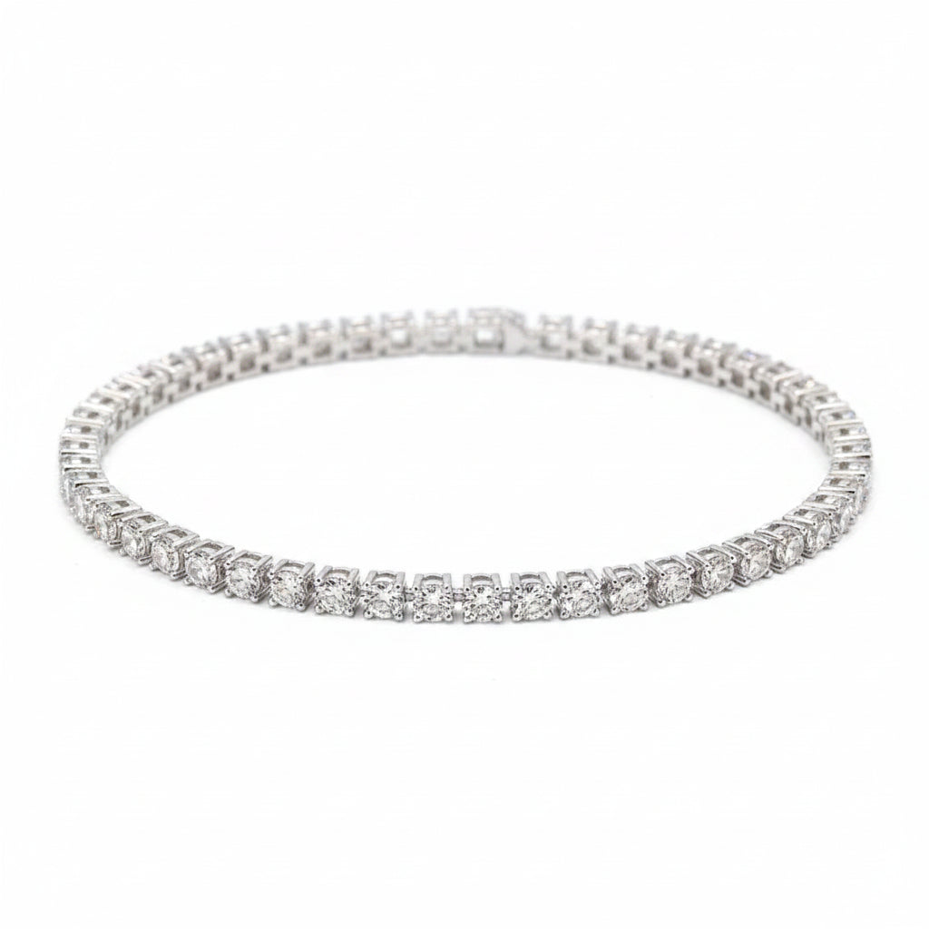 French Design Full Row 0.5 Carat Natural Zircon Gemstone Bracelet set in 925 Sterling Silver