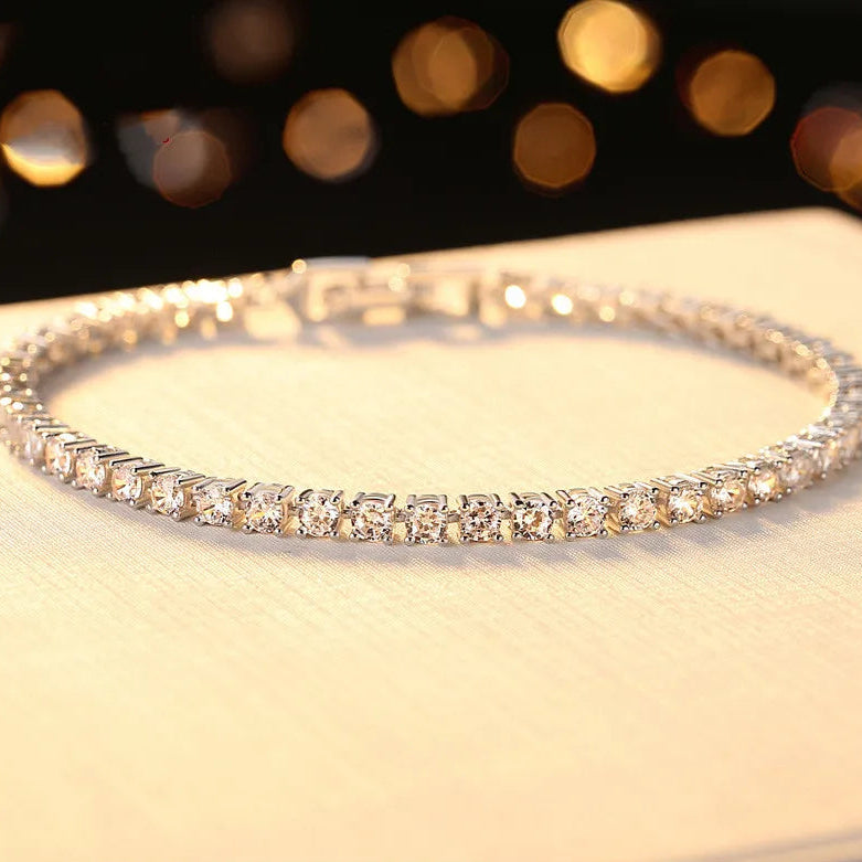 Italian Full Row 0.5 Carat Natural Zircon Gemstone Bracelet set in 18K White Gold 925 Silver Capella Jewellery