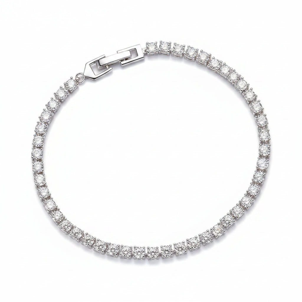 French Design Full Row 0.5 Carat Natural Zircon Gemstone Bracelet set in 925 Sterling Silver