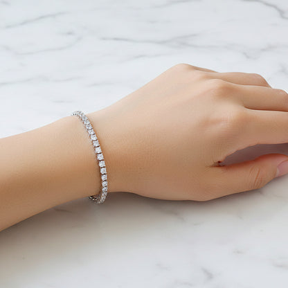Italian Full Row 0.5 Carat Natural Zircon Gemstone Bracelet set in 18K White Gold 925 Silver Capella Jewellery